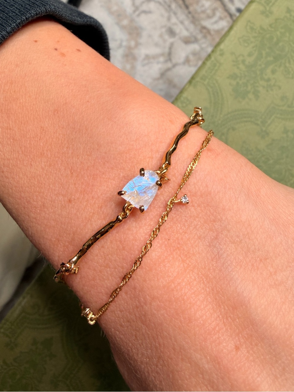 Moon Magic Moonstone Raw Crystal Double Bracelet - Flow